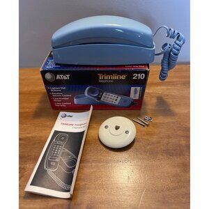 Trimline Push Button Telephone Baby Blue AT&T 210 Corded Wall Desk Phone NEW